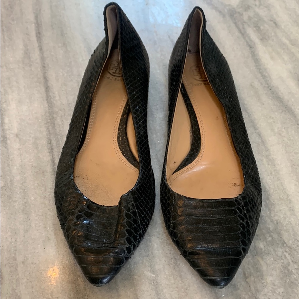 Tory Burch Black Textured Flats